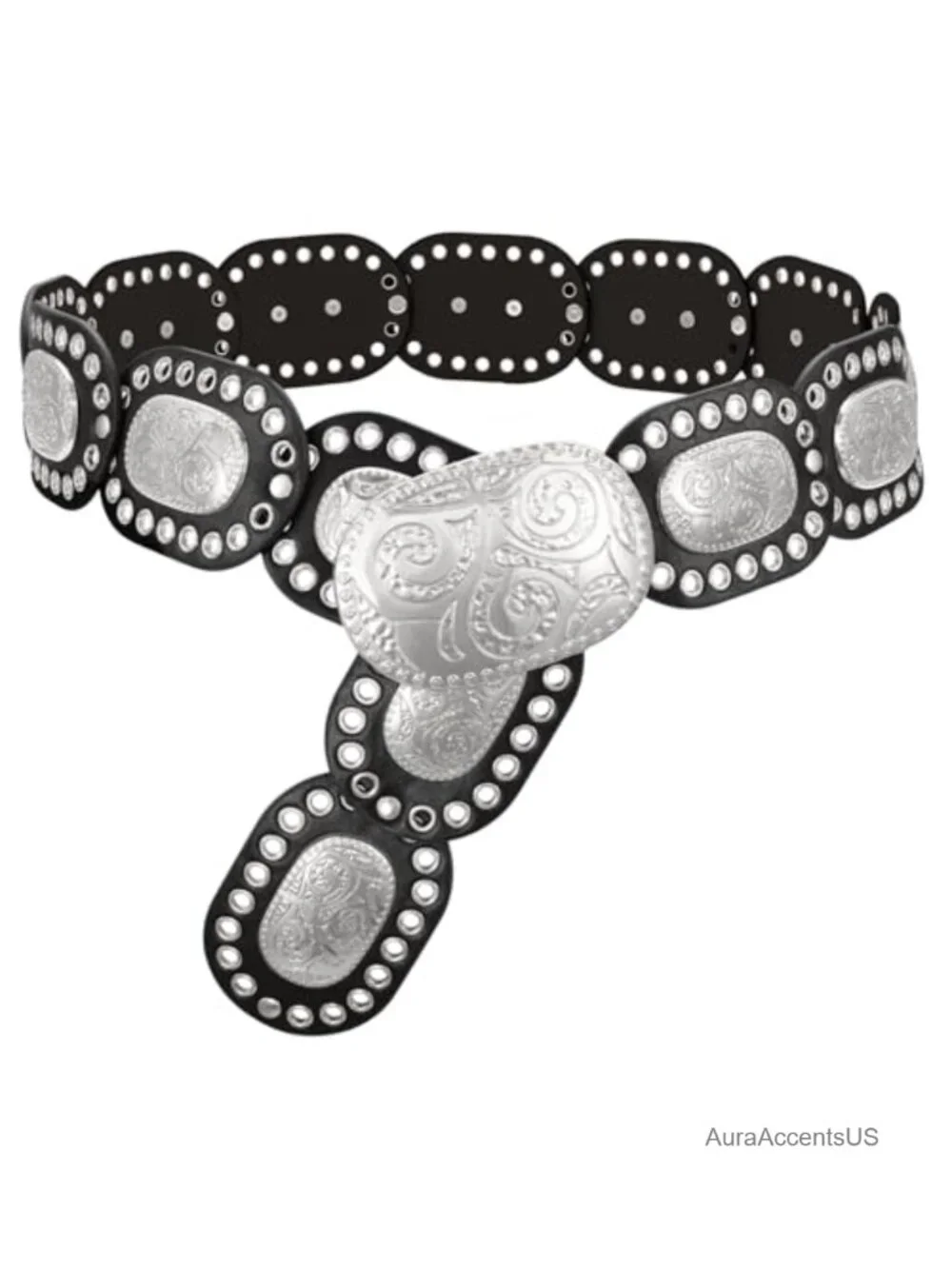 PU Leather Concho Western Belt for Jeans Dress, Cowgirl Boho